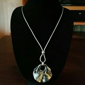 Metal Silver Hammered Necklace